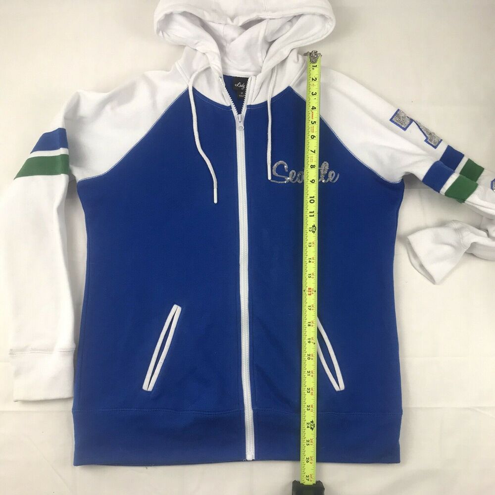 seattle full zip hoodie sequin bling size med - Picture 7 of 12